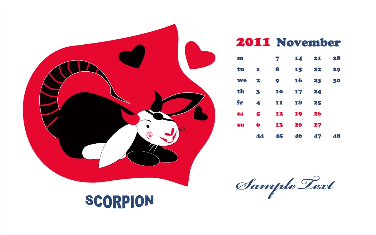 Год Кролика 2011 календарь обои (2) #2 - 1280x800