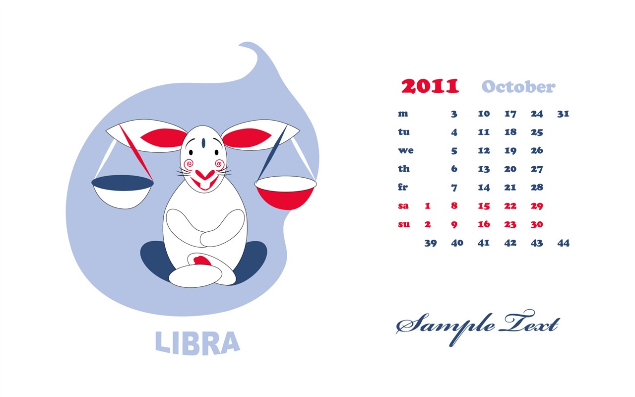 Год Кролика 2011 календарь обои (2) #3 - 1280x800