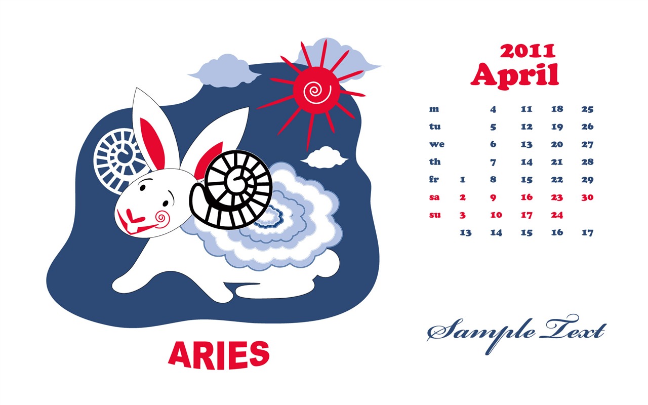 Год Кролика 2011 календарь обои (2) #9 - 1280x800