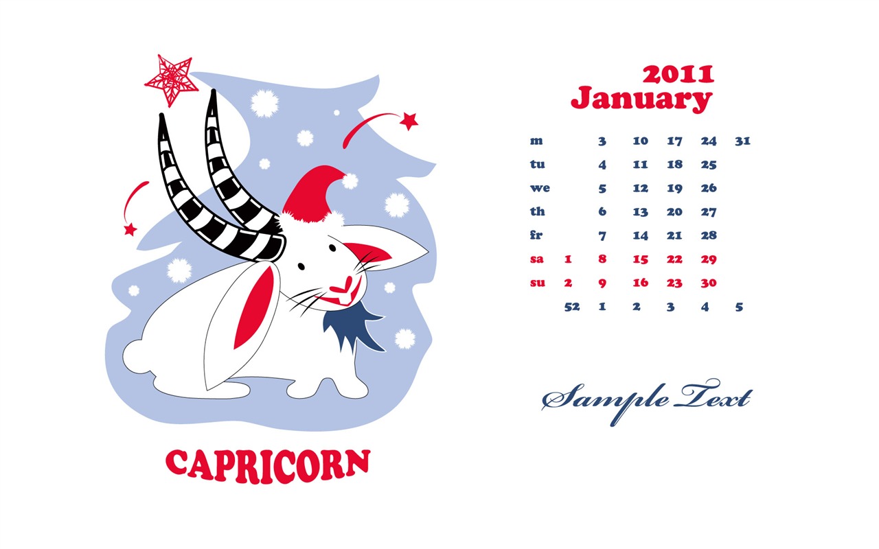 Год Кролика 2011 календарь обои (2) #12 - 1280x800