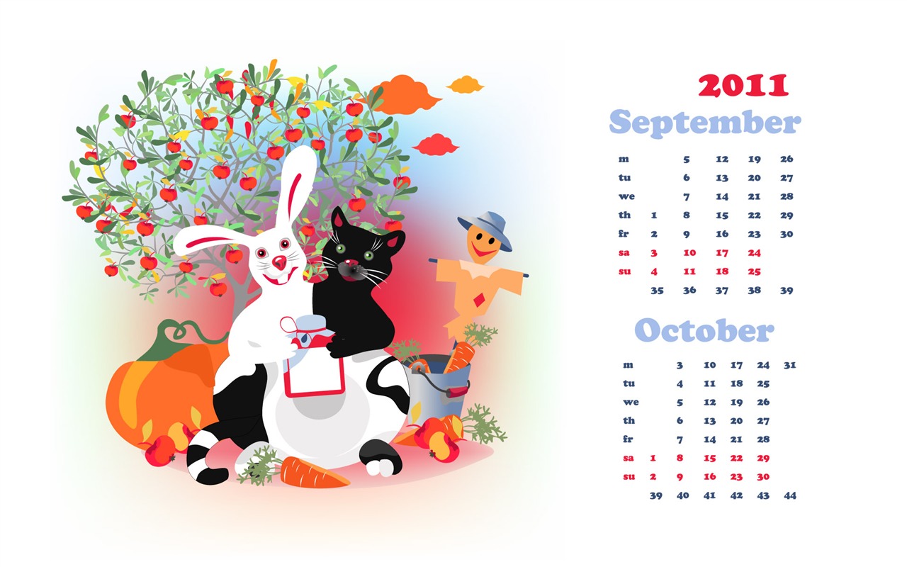 Год Кролика 2011 календарь обои (2) #19 - 1280x800