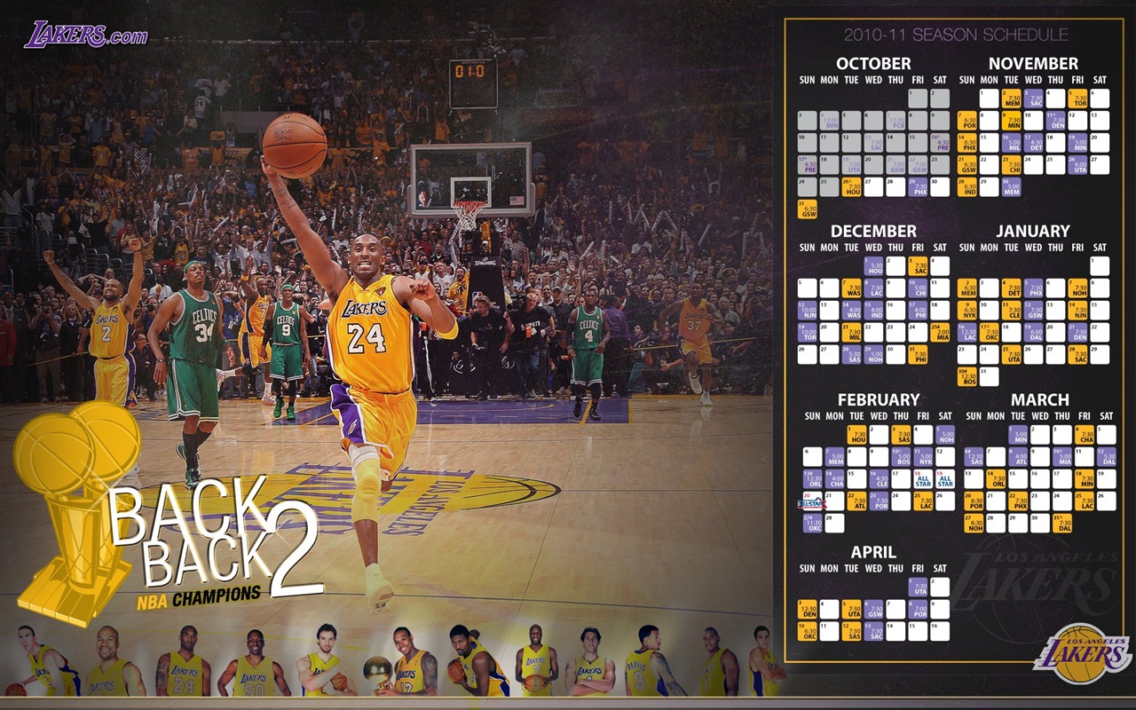 NBA 2010-11賽季 洛杉磯湖人隊 壁紙 #15 - 1280x800