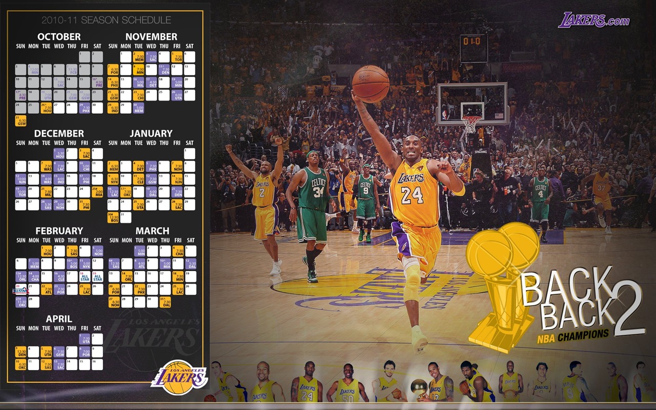 NBA 2010-11 season, the Los Angeles Lakers Wallpapers #16 - 1280x800