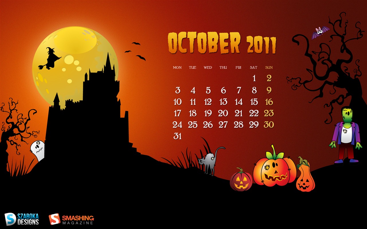 Octobre 2011 Calendar Wallpaper (1) #1 - 1280x800