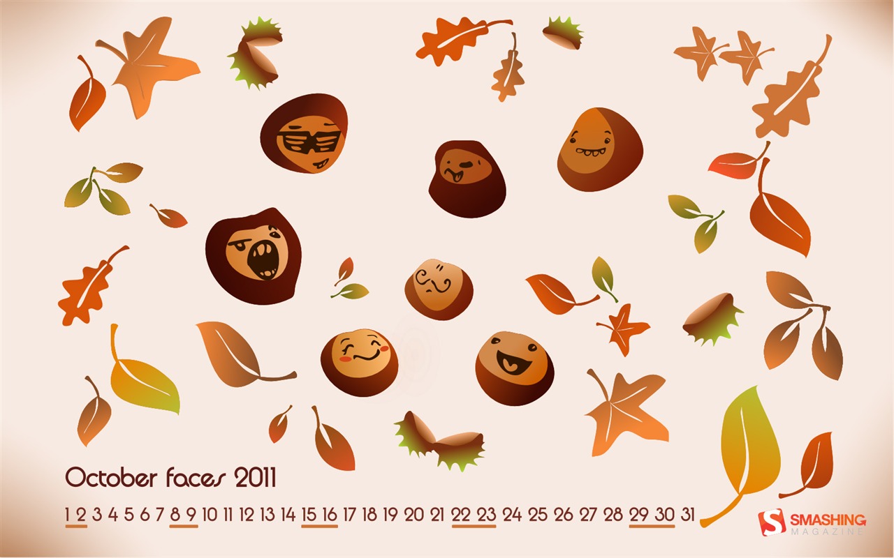 October 2011 Calendar Wallpaper (2) #5 - 1280x800