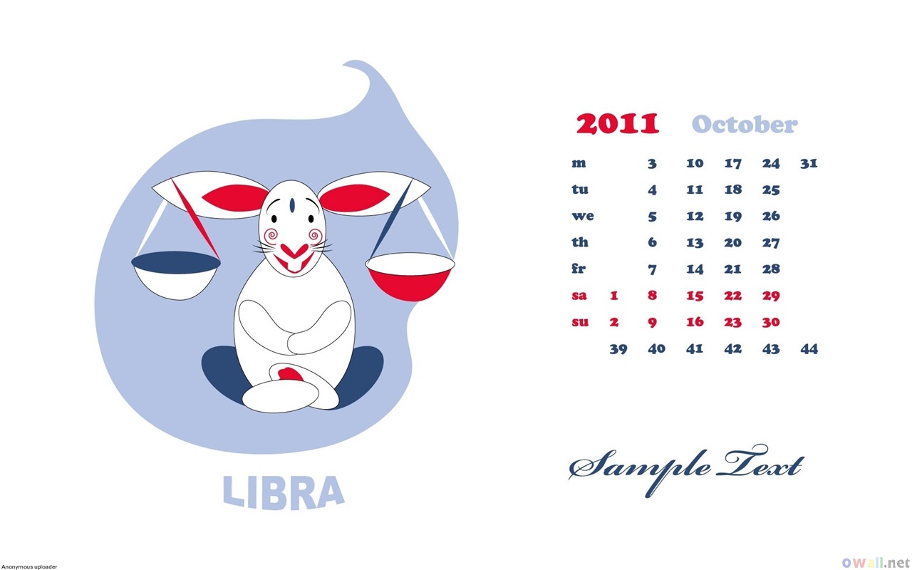 2011年10月カレンダー壁紙（2） #13 - 1280x800
