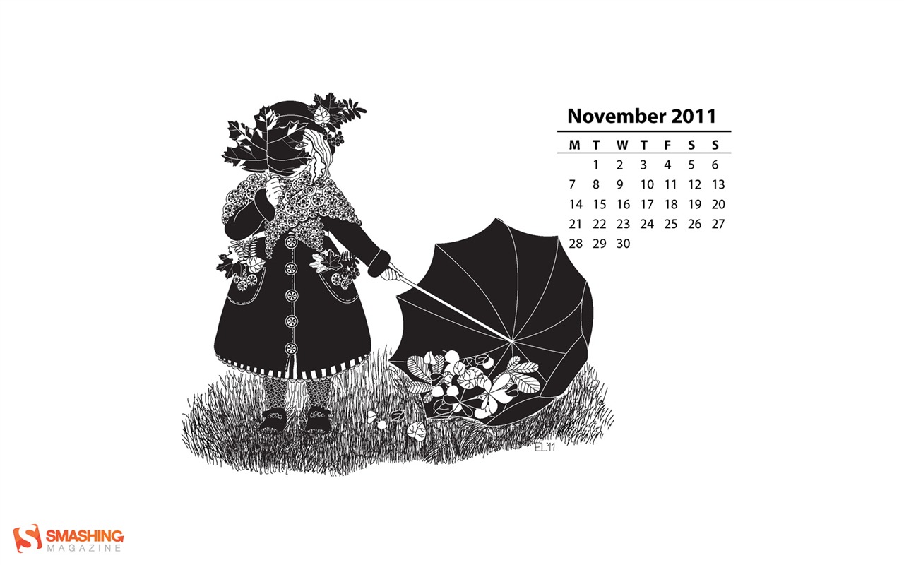 November 2011 Calendar wallpaper (2) #3 - 1280x800