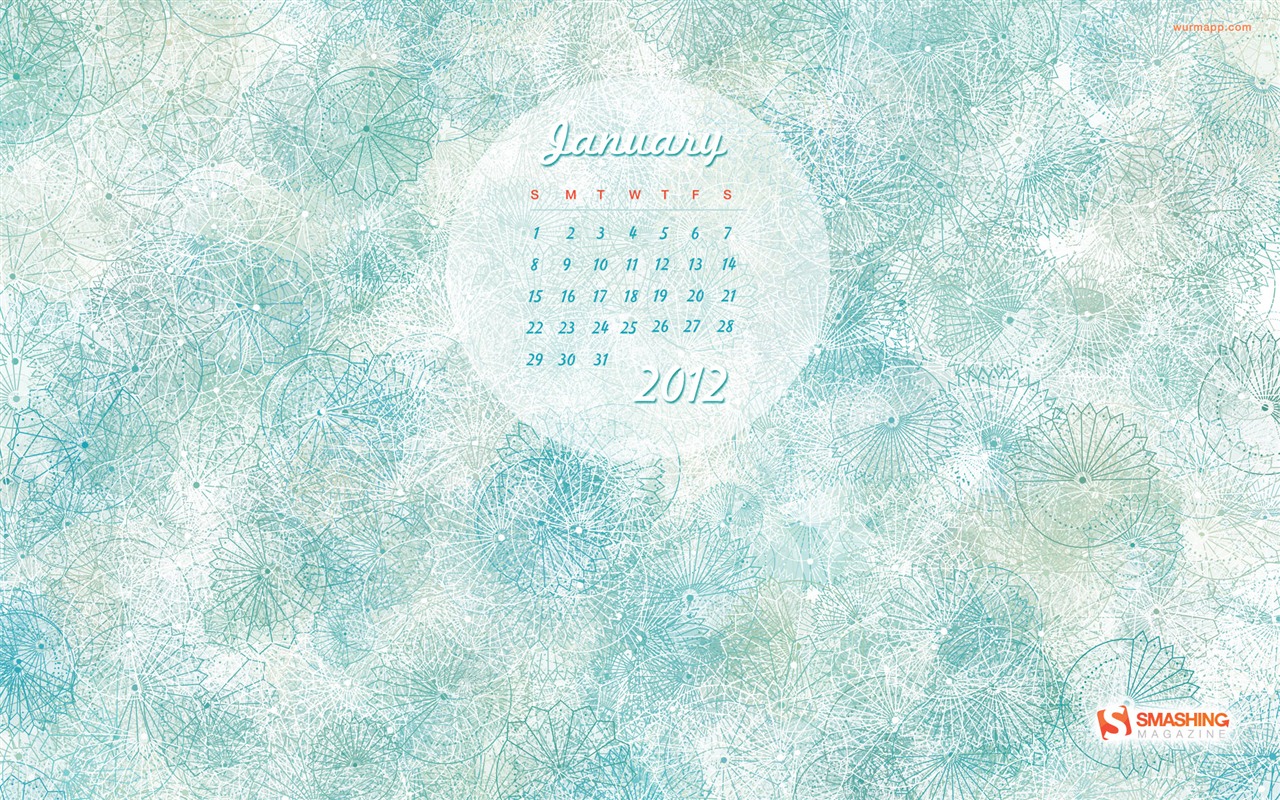 Январь 2012 Календарь Обои #9 - 1280x800