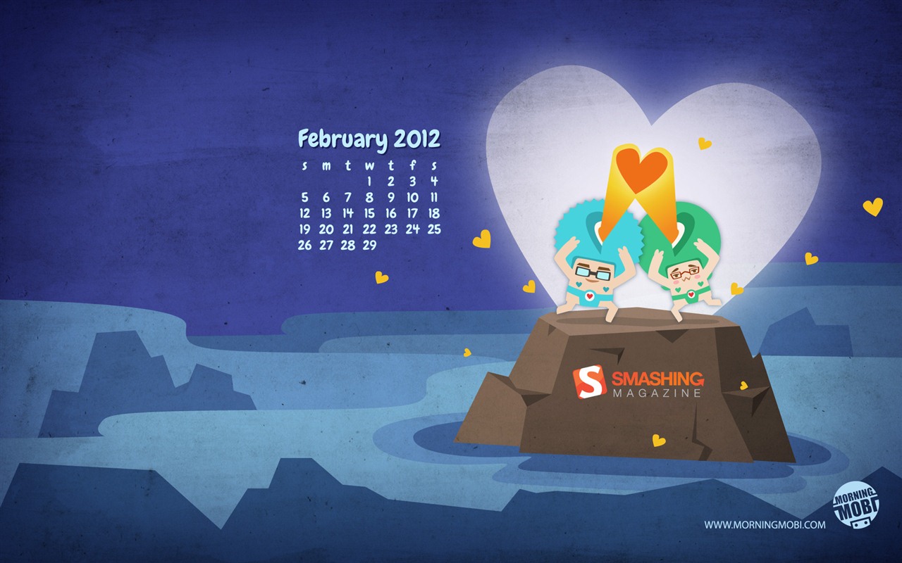 Februar 2012 Kalender Wallpaper (2) #11 - 1280x800