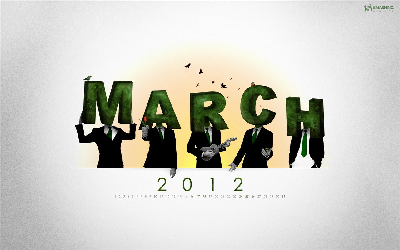 Март 2012 Календарь обои #18 - 1280x800