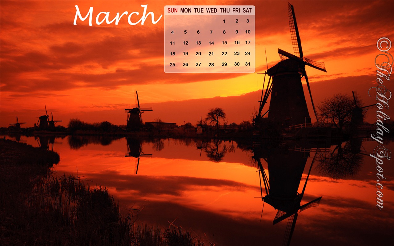 Март 2012 Календарь обои #20 - 1280x800