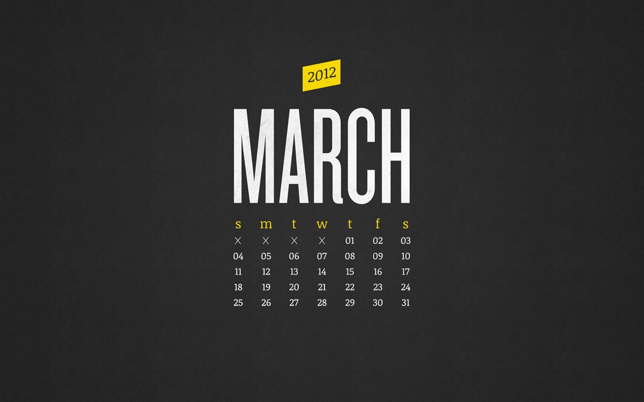 Март 2012 Календарь обои #21 - 1280x800