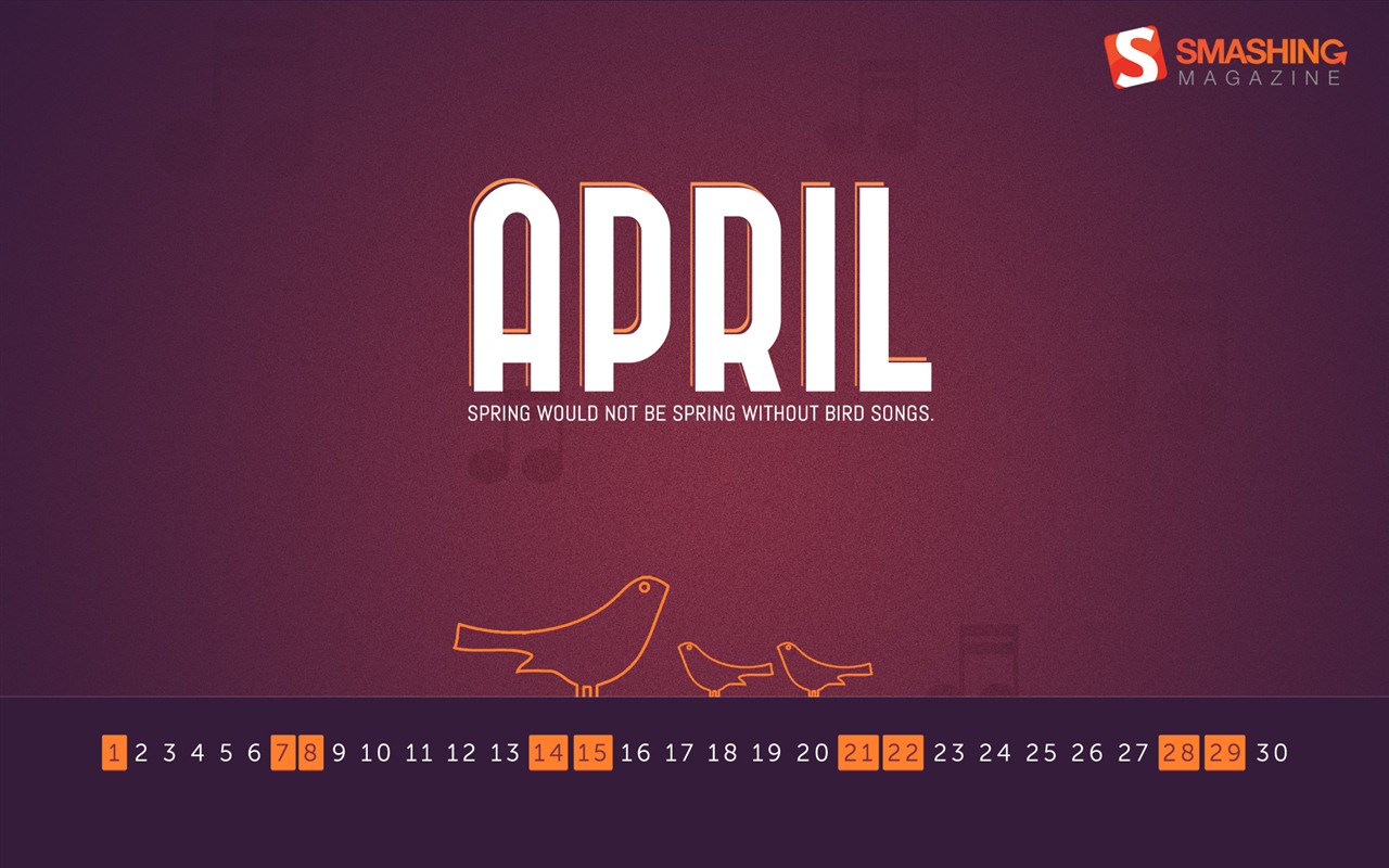 Апрель 2012 календарь обои (1) #7 - 1280x800