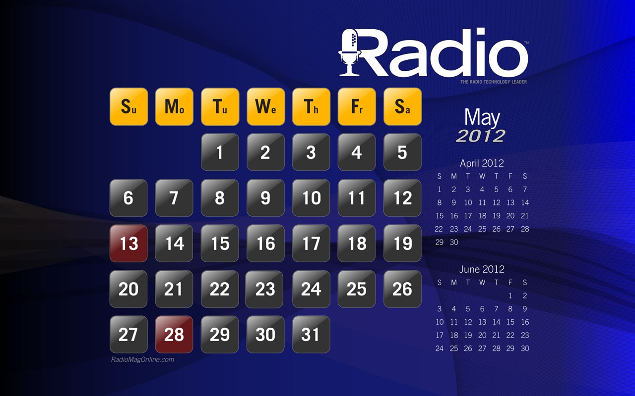 Calendario Mayo 2012 Fondos de pantalla (1) #2 - 1280x800