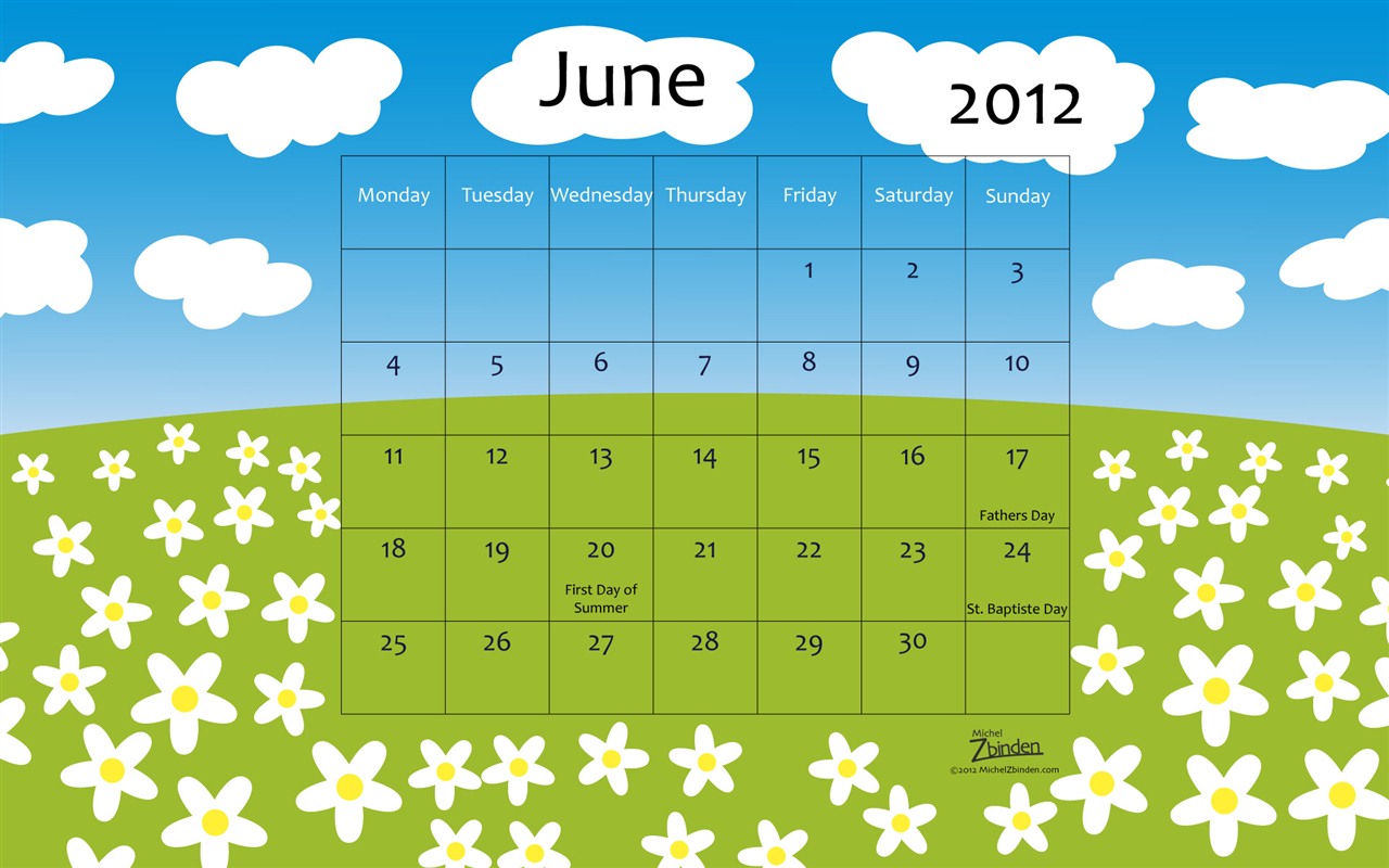 2012年6月 月曆壁紙(一) #2 - 1280x800