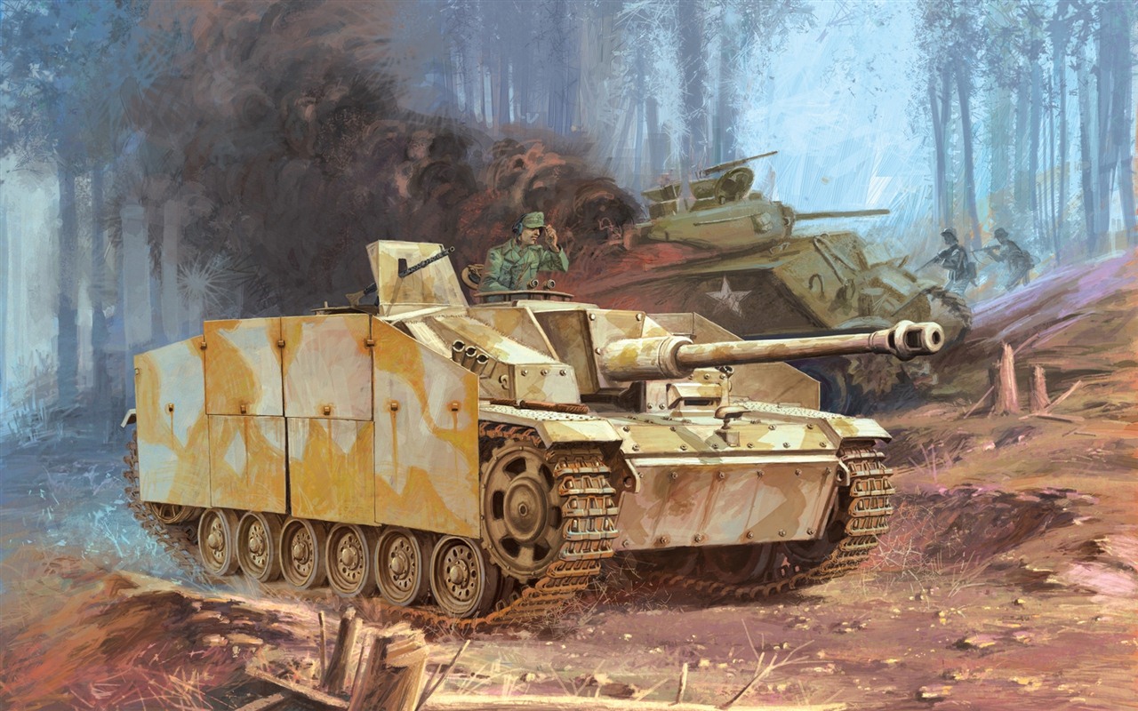 Military tanks, armored HD painting wallpapers #3 - 1280x800