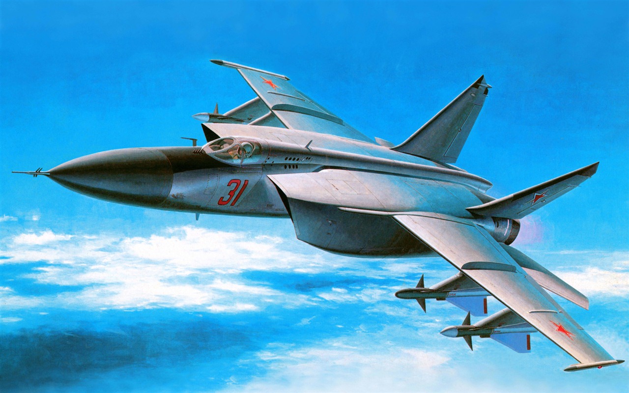 空中飞行的军用飞机 精美绘画壁纸5 - 1280x800