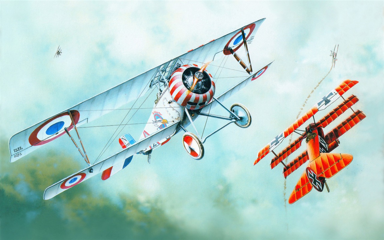 空中飞行的军用飞机 精美绘画壁纸14 - 1280x800