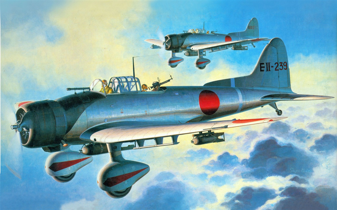 空中飞行的军用飞机 精美绘画壁纸16 - 1280x800