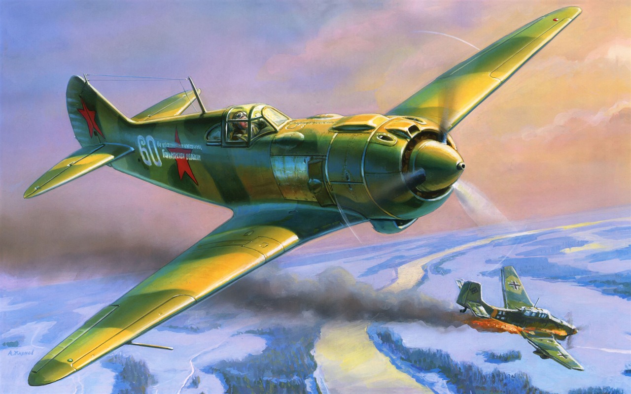 空中飞行的军用飞机 精美绘画壁纸20 - 1280x800