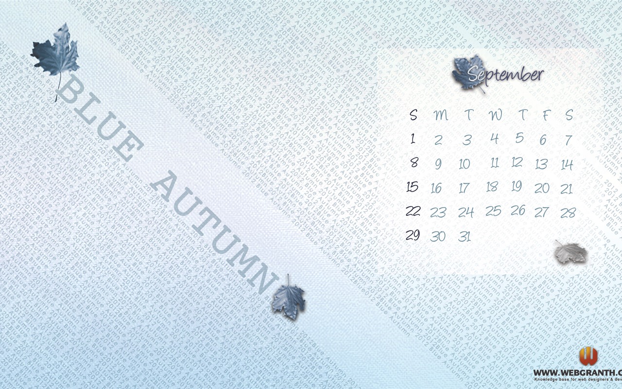 September 2012 Calendar wallpaper (1) #12 - 1280x800