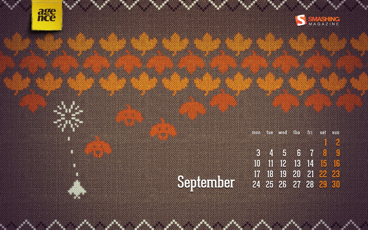 September 2012 Calendar wallpaper (1) #15 - 1280x800