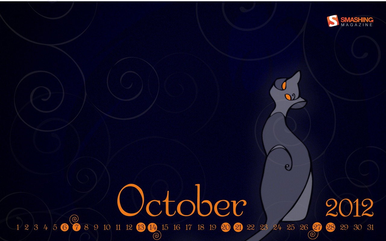 October 2012 Calendar wallpaper (1) #8 - 1280x800