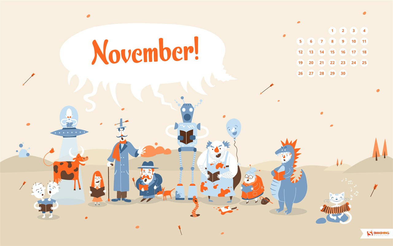 Novembre 2012 Calendar Wallpaper (1) #9 - 1280x800
