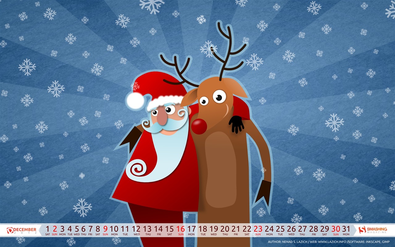 December 2012 Calendar wallpaper (1) #8 - 1280x800
