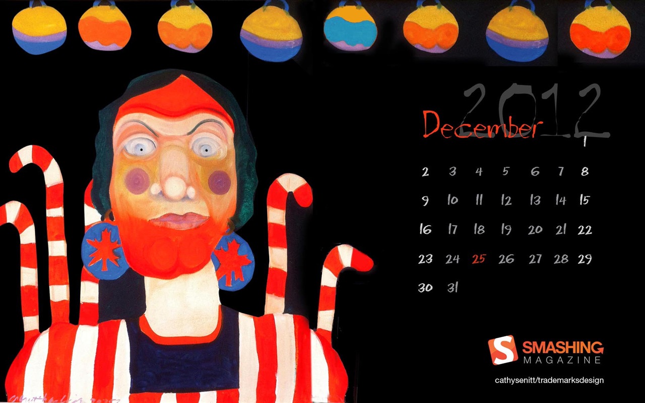2012年12月カレンダー壁紙（1） #14 - 1280x800
