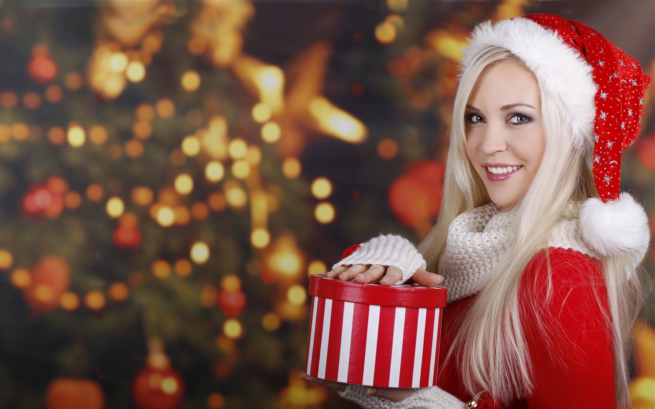 Beautiful Christmas girl HD wallpaper (2) #18 - 1280x800