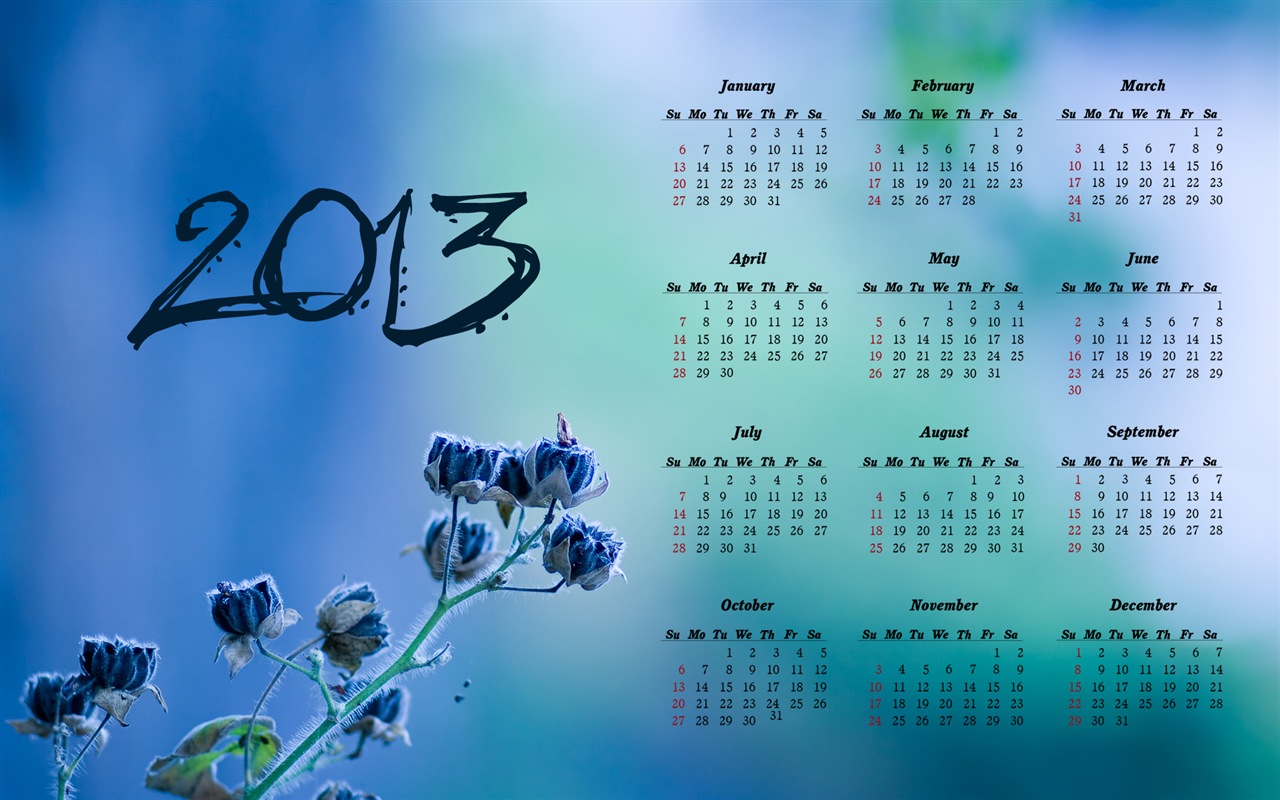 01 2013 Calendar fondo de pantalla (1) #4 - 1280x800