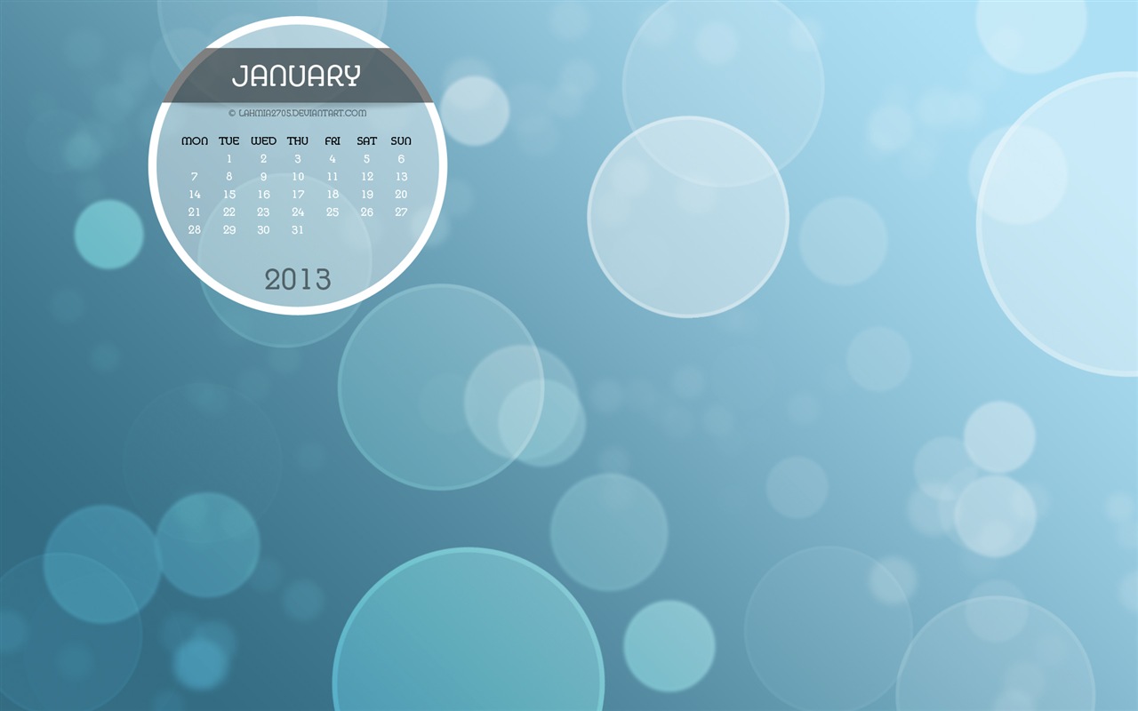 2013年1月カレンダー壁紙（1） #9 - 1280x800