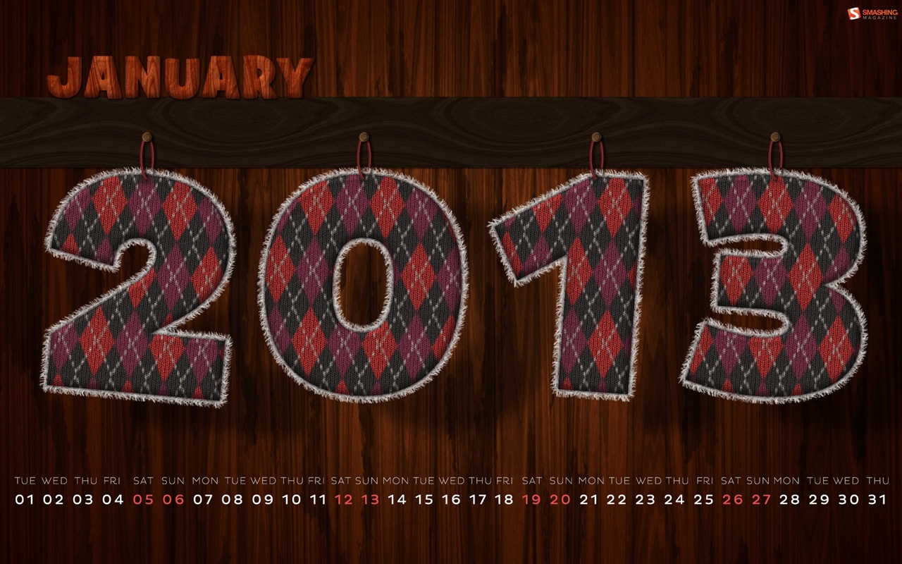 2013年1月カレンダー壁紙（1） #16 - 1280x800