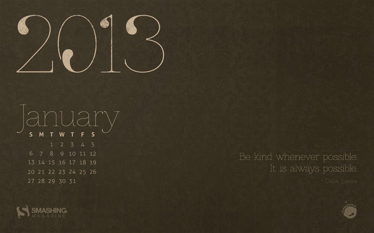 2013년 1월 캘린더 벽지 (2) #7 - 1280x800