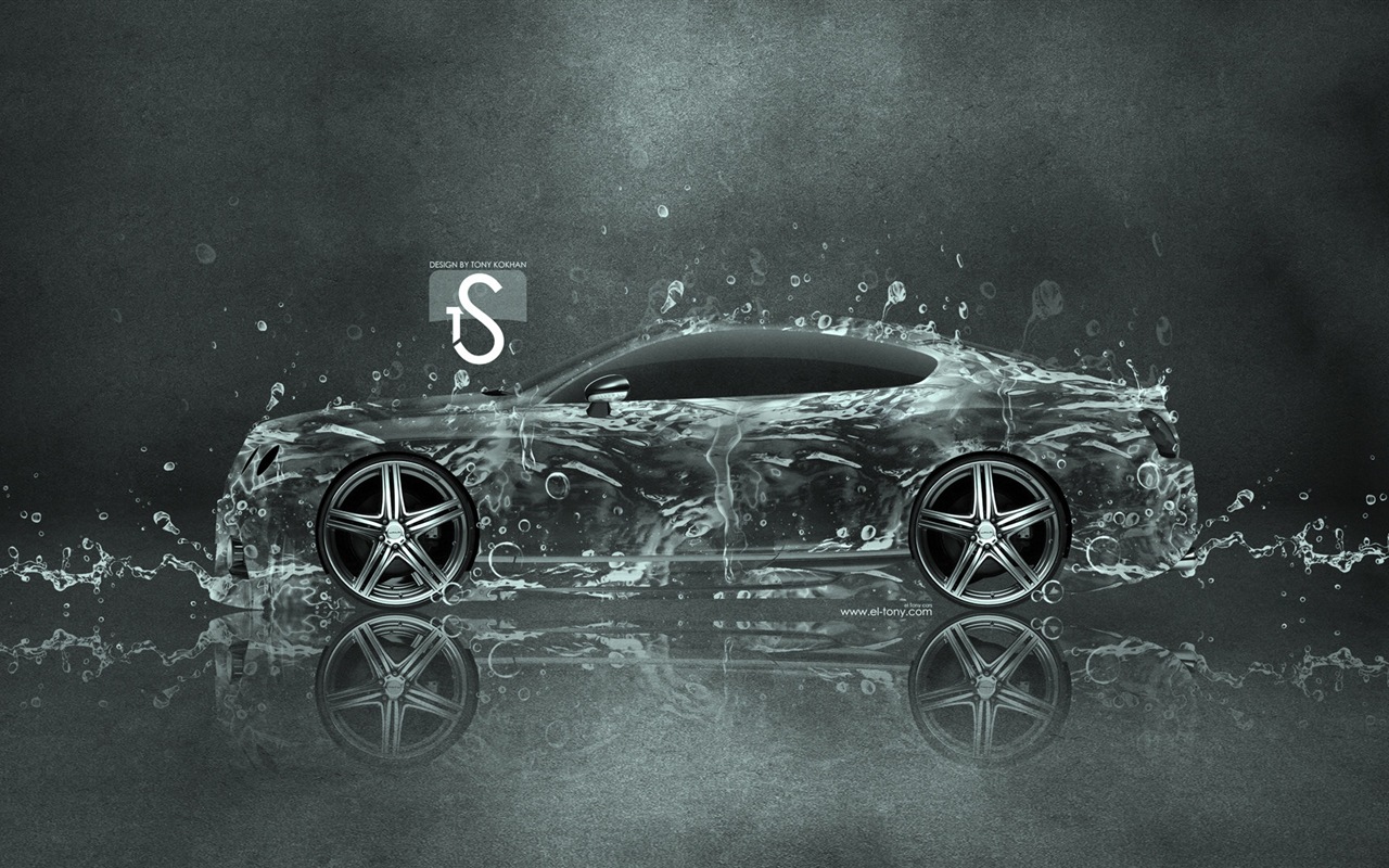 水滴のしぶき、美しい車創造的なデザインの壁紙 #2 - 1280x800