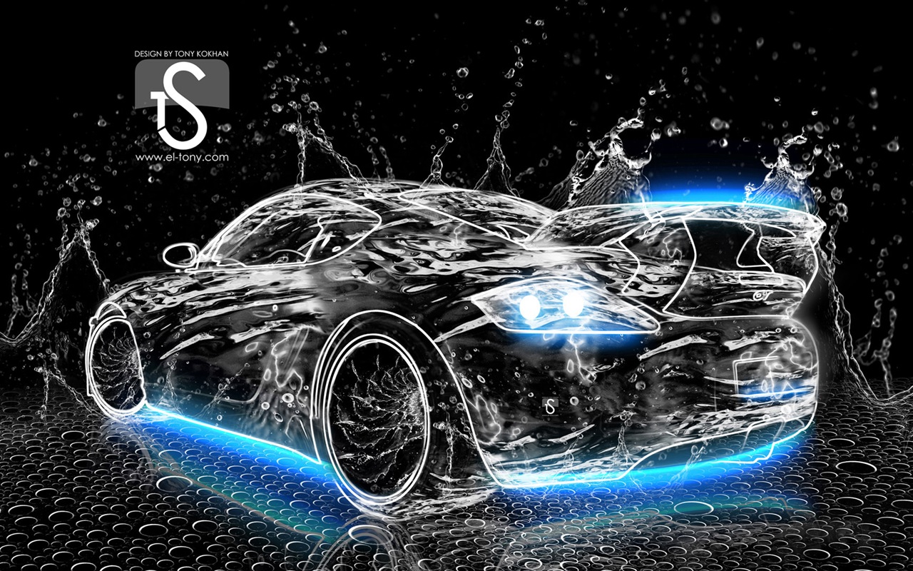 Water drops splash, beautiful car creative design wallpaper #3 - 1280x800