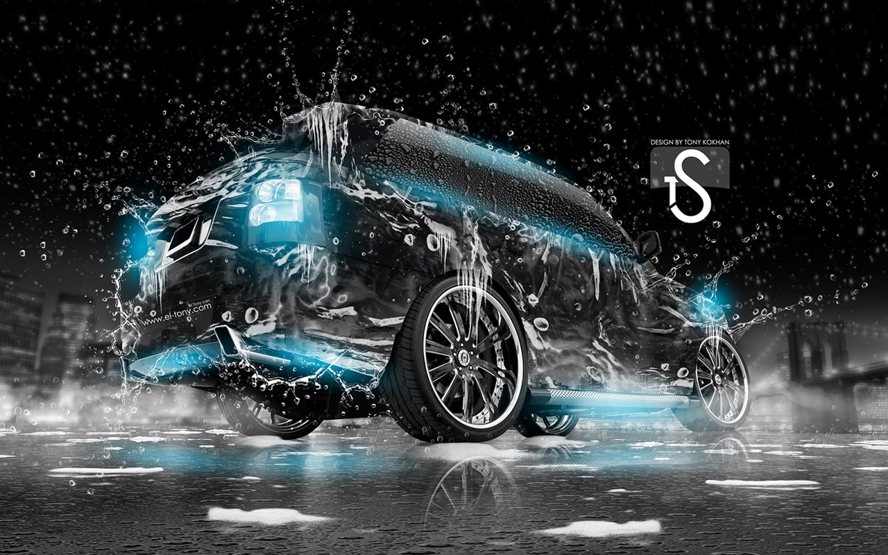 水滴のしぶき、美しい車創造的なデザインの壁紙 #7 - 1280x800