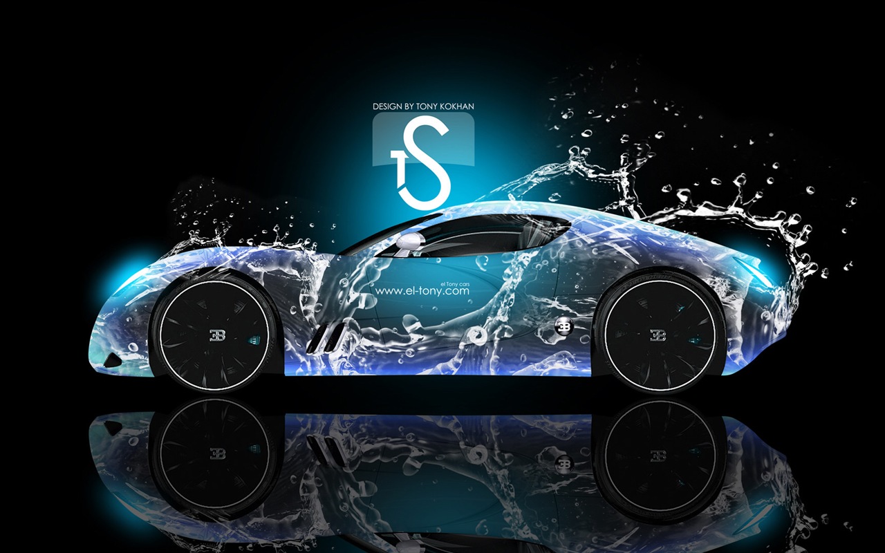 Water drops splash, beautiful car creative design wallpaper #10 - 1280x800