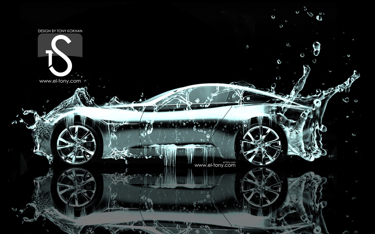 Water drops splash, beautiful car creative design wallpaper #13 - 1280x800