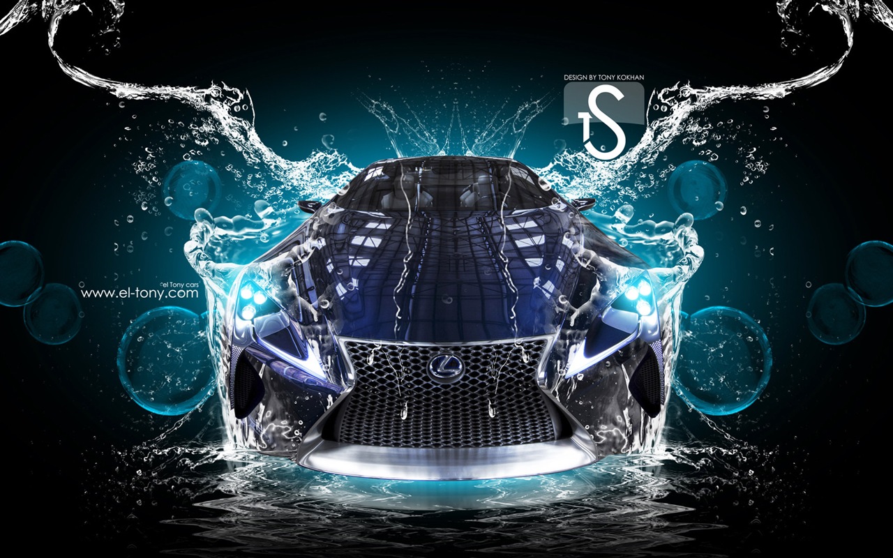 Капли воды всплеск, красивый автомобиль творческого дизайна обоев #14 - 1280x800