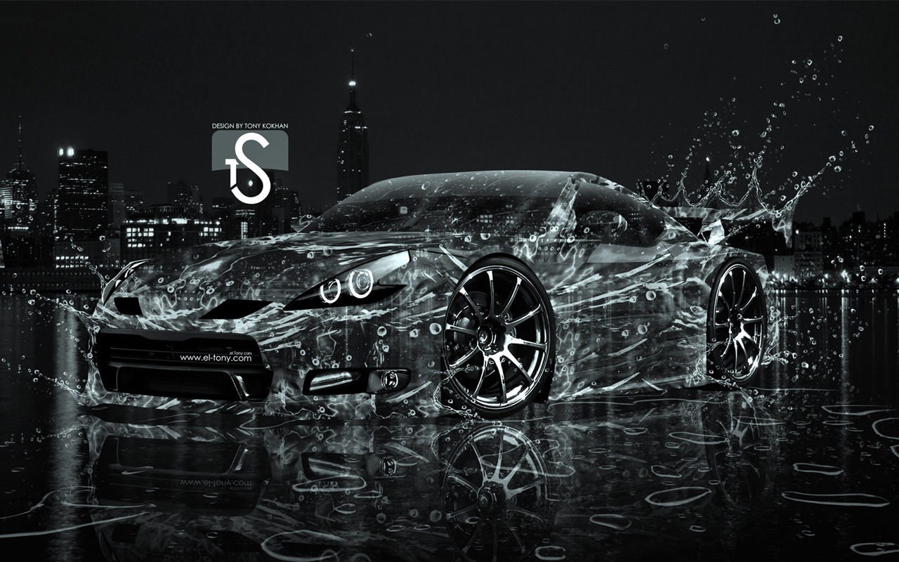 Water drops splash, beautiful car creative design wallpaper #17 - 1280x800