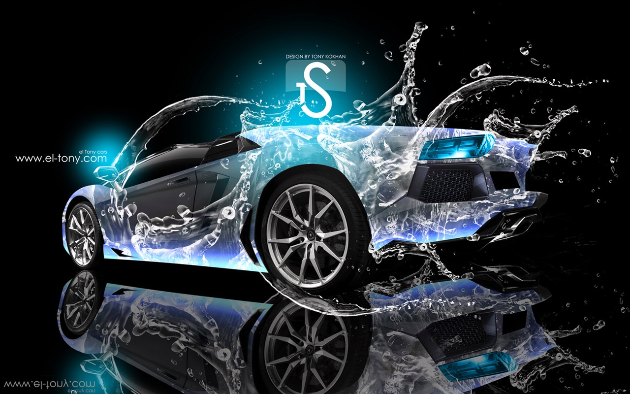 Water drops splash, beautiful car creative design wallpaper #19 - 1280x800
