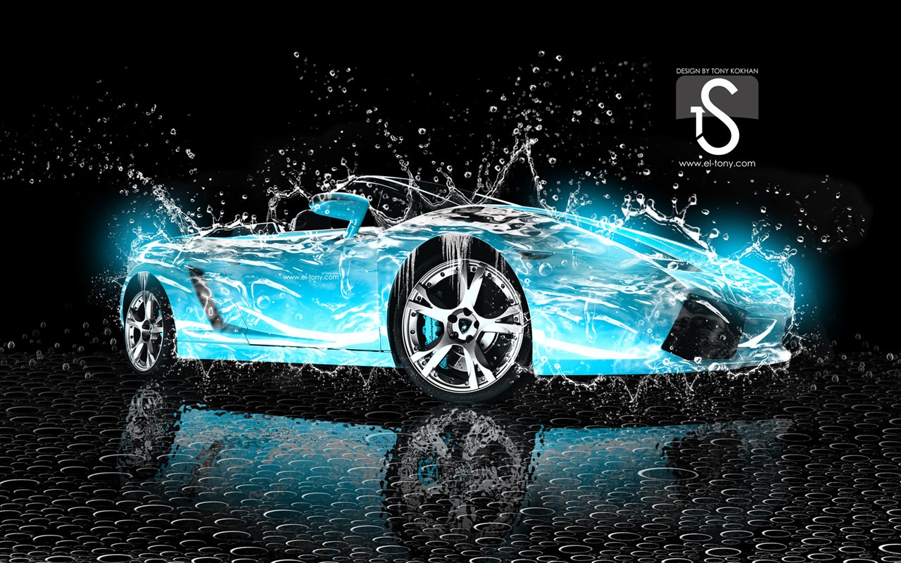 Water drops splash, beautiful car creative design wallpaper #22 - 1280x800