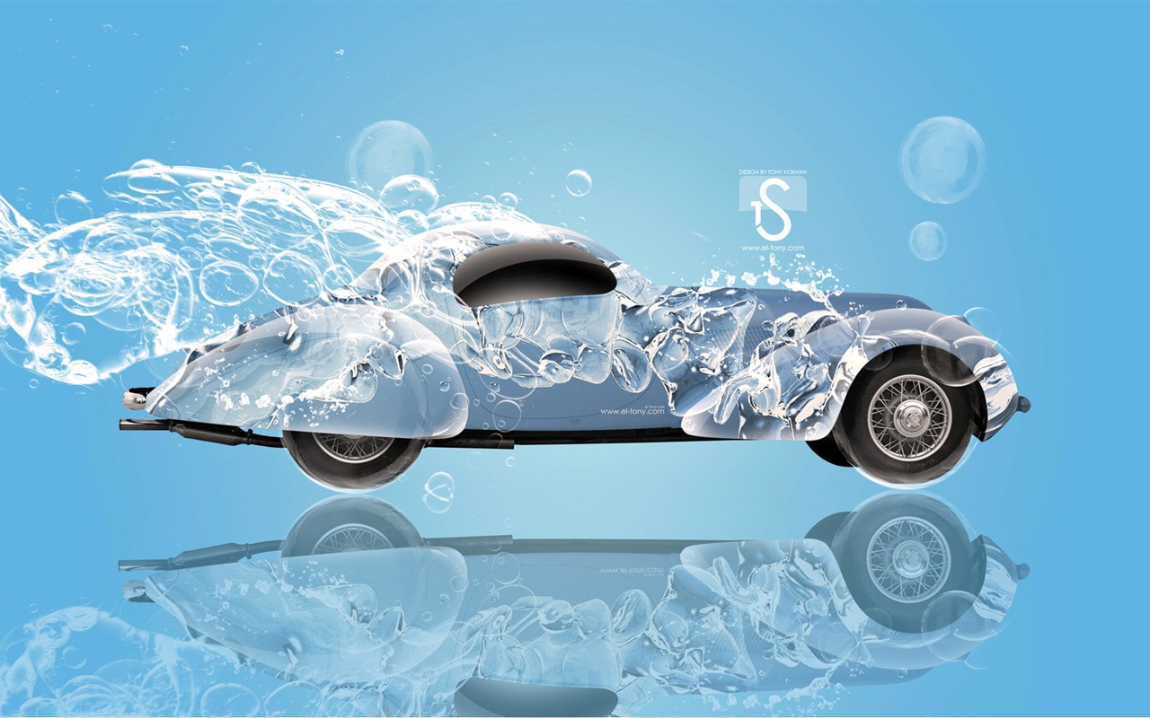 Water drops splash, beautiful car creative design wallpaper #24 - 1280x800