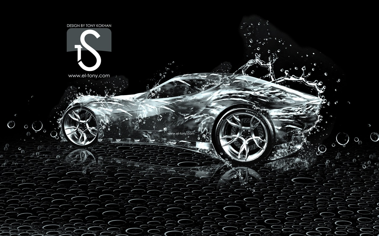 Water drops splash, beautiful car creative design wallpaper #25 - 1280x800