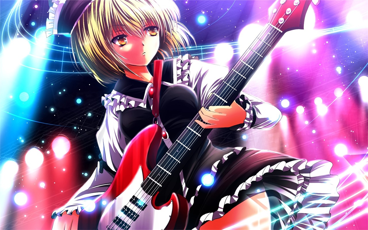 音楽ギターアニメの女の子HDの壁紙 #1 - 1280x800