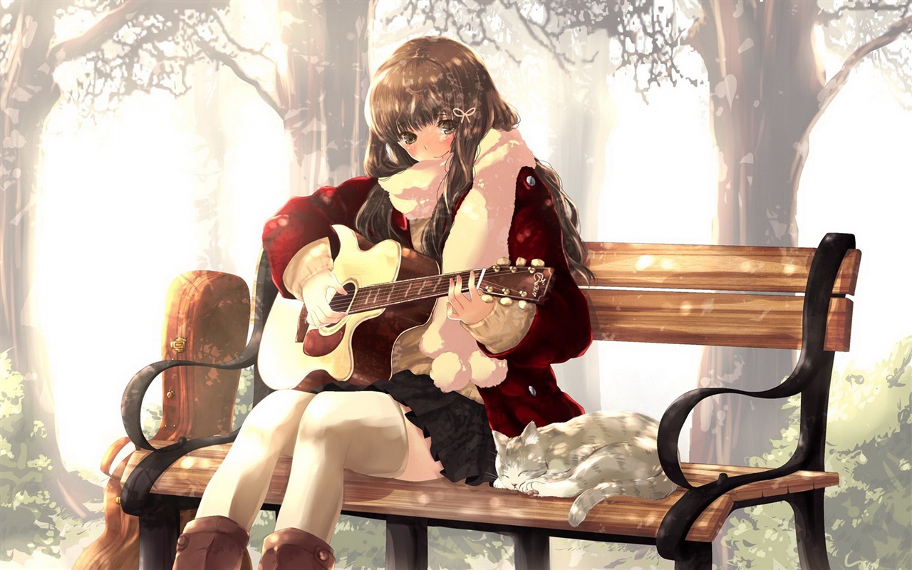 音楽ギターアニメの女の子HDの壁紙 #5 - 1280x800