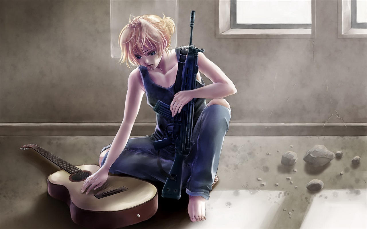 音楽ギターアニメの女の子HDの壁紙 #8 - 1280x800