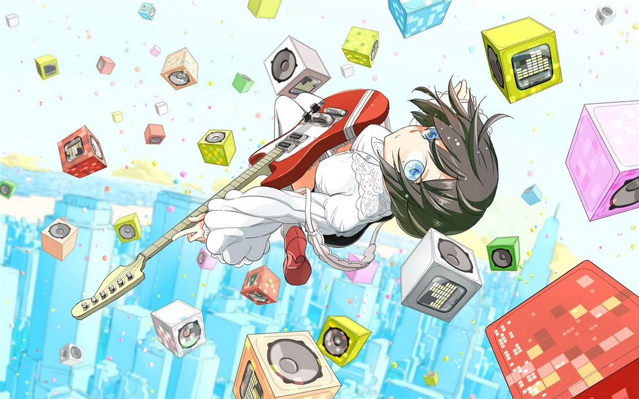 音楽ギターアニメの女の子HDの壁紙 #13 - 1280x800